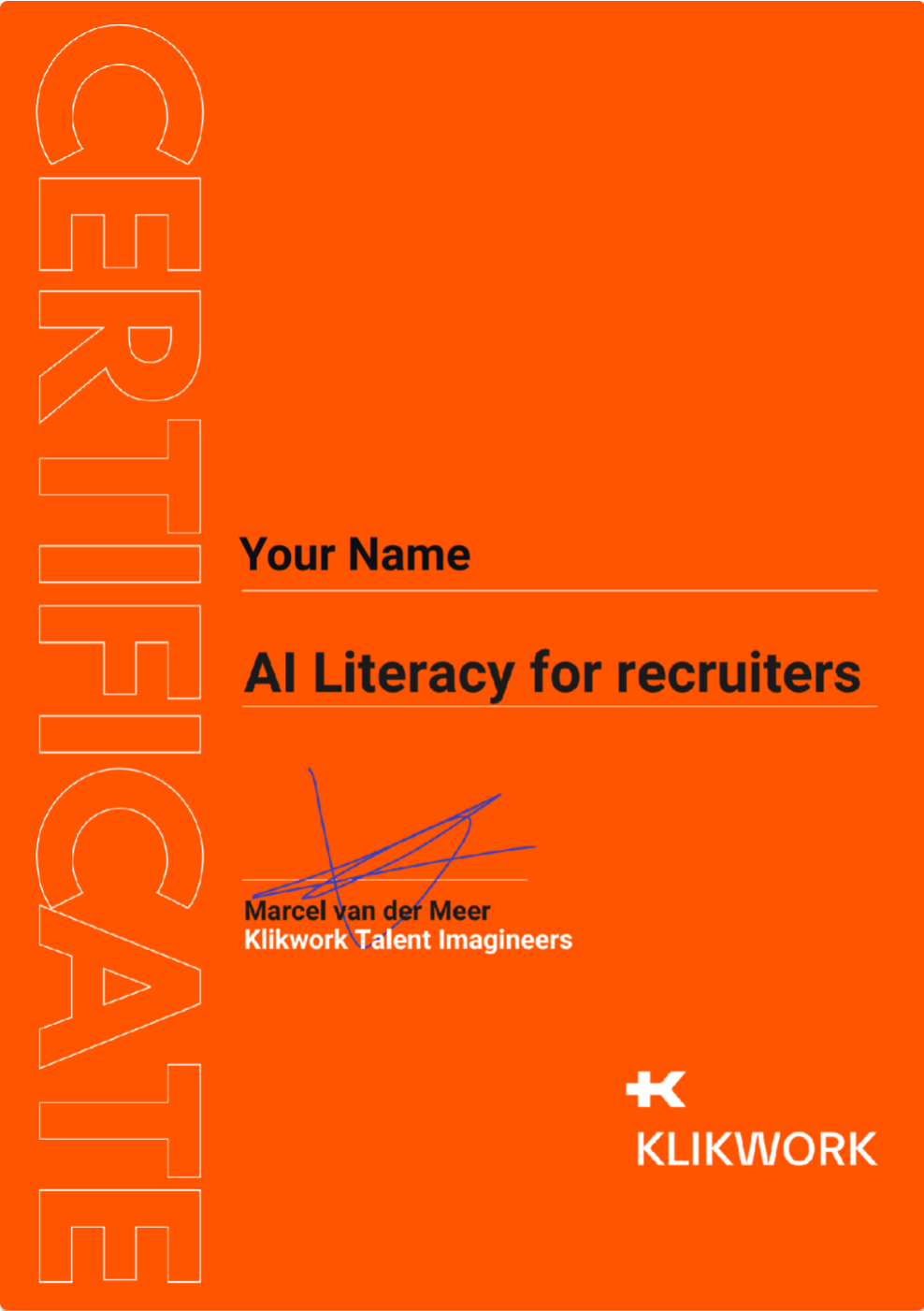 AI Literacy for Recruiters certificate sample